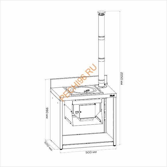 Модуль уличной кухни SMART-900 Печь под казан