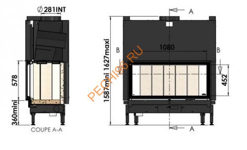 Дровяной камин CHAZELLES Tokyo с топкой D1000