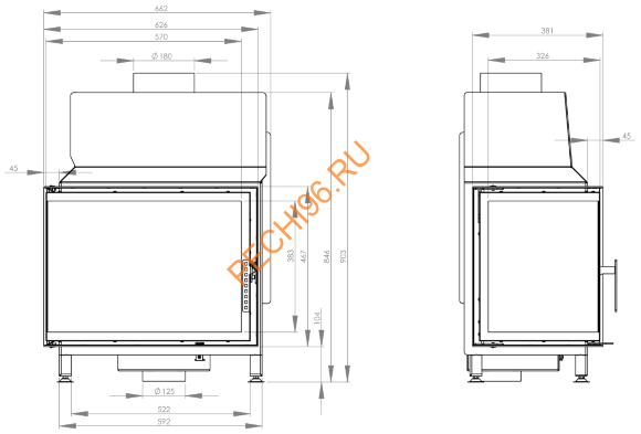Каминная топка Hitze STMA59X43L/R