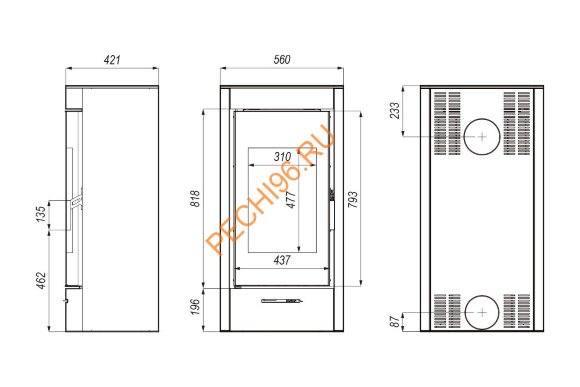 Печь-камин DEFRO HOME ORTI, 9кВт черная сталь