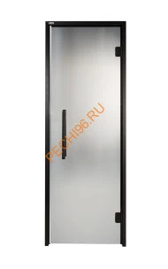 Дверь стеклянная Grandis GS 9х19-GM-S-Bl коробка алюминий Diamond Black, ручка Термоабаш