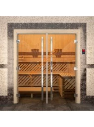 Дверь стеклянная DoorWood «Престиж» двустворчатая, прозрачная