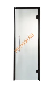 Дверь стеклянная Grandis GS 8х21-M1-S-Bl коробка алюминий Diamond Black, ручка Термоабаш