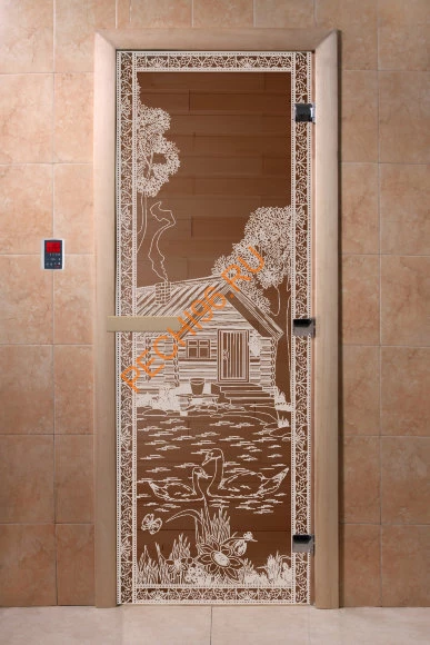 Дверь стеклянная DoorWood «Банька в лесу бронза», 1700х700 мм