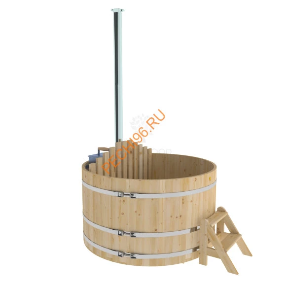 Уличная купель Фурако BentWood из кедра с внутренней печью премиум, h 1200мм