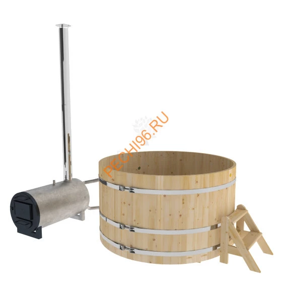 Уличная купель Фурако BentWood из кедра с наружной печью премиум, h 1200мм
