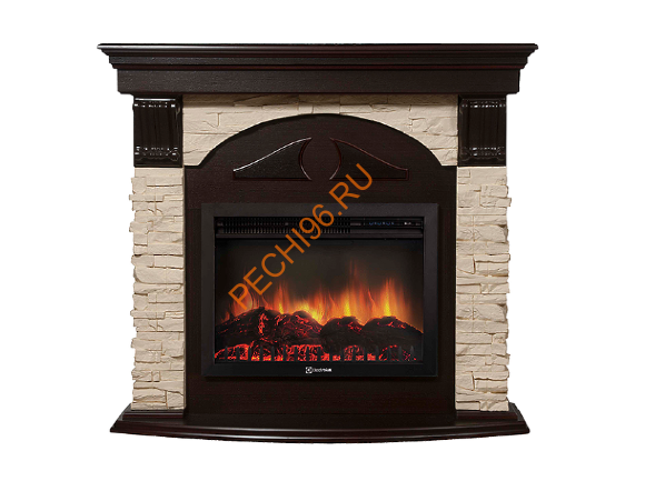 Электрокамин Electrolux Sphere Plus EFP/P-3320RLS с порталом Firelight Torre 30U угловой, слоновая кость, темный дуб