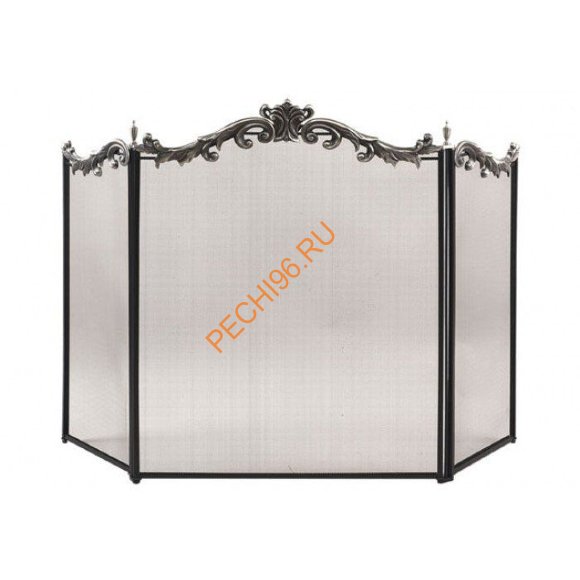 Экран каминный C39040BK черный с чугунным обрамлением