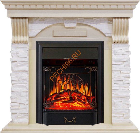 Электрокамин Royal Flame Dublin Слоновая кость с патиной с очагом Majestic FX