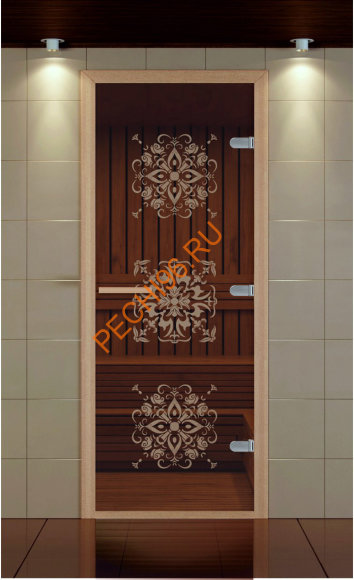 Дверь стеклянная ALDO NEW «Снежинки» коробка бук с порогом