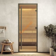 Дверь стеклянная DoorWood Хамам АРТ Wood 125 прозрачная