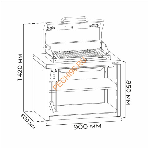 Модуль уличной кухни SMART-900 Мангал-термо