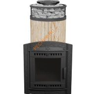 Печь банная Атмосфера XL Окаменевшее дерево ламель+сетка, с тоннелем