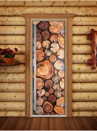 Дверь стеклянная DoorWood «Престиж», 700х1900мм, с фотопечатью «Спилы дерева» Дверь стеклянная DoorWood «Престиж», 700х1900мм, с фотопечатью «Спилы дерева»
