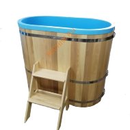 Купель для бани ExpertSaun овальная из кедра с пластиковой вставкой, h 1000мм