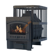 Печь-камин банная чугунная Сибирь 24, Кованная сетка, Панорама