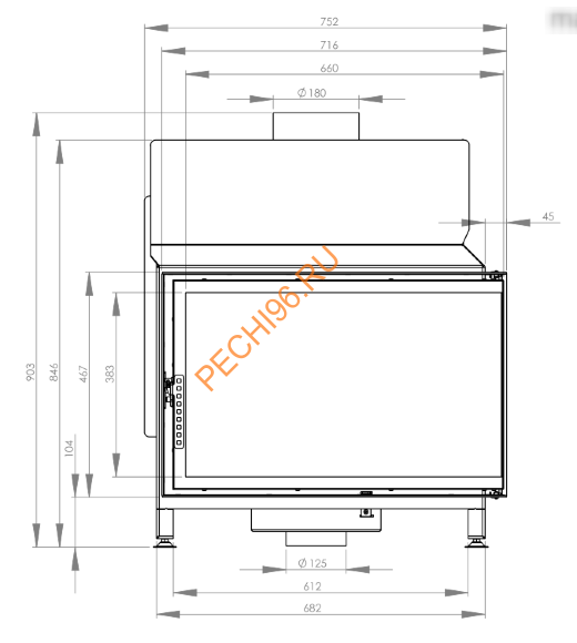 Каминная топка Hitze STMA68X43L/R