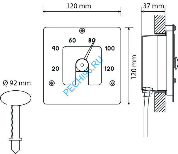 Cветильник Cariitti Гигрометр SQ черный