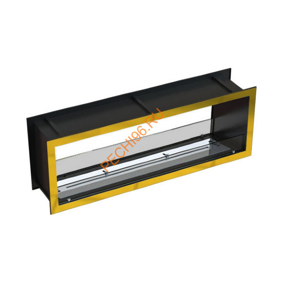 Биокамин сквозной 1800х500х300 мм, стекло тонированное, рамки латунь Биокамин сквозной 1800х500х300 мм, стекло тонированное, рамки латунь