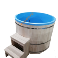 Купель для бани ExpertSaun круглая из кедра с пластиковой вставкой, h 1000мм