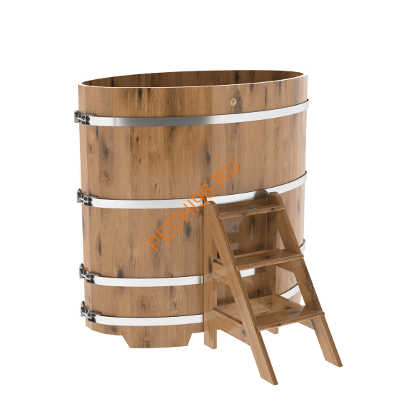 Купель для бани BentWood овальная из дуба Рустик, 0,80х1,42 м