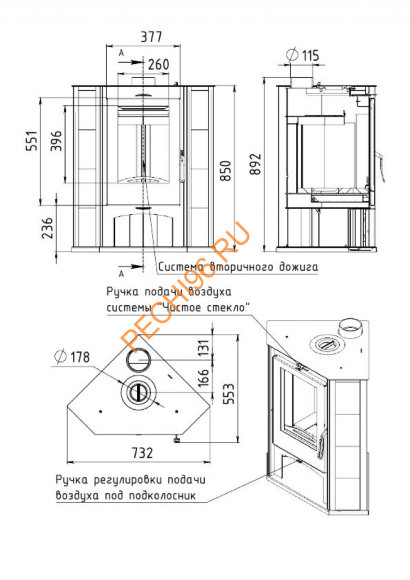 Печь-камин Мета-Бел Ритм L+ 7 кВт Печь-камин Мета-Бел Ритм L+ 7 кВт