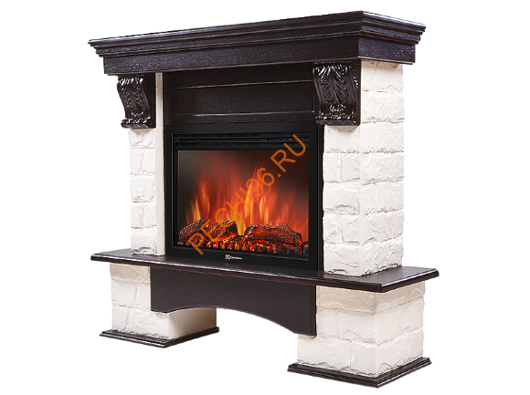 Электрокамин Electrolux EFP/P-2520LS с порталом Firelight Forte 25S, камень белый, венге