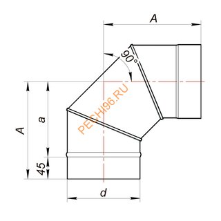 Отвод ВУЛКАН VBR 90° D115 мм, нерж 0.8, черный Отвод ВУЛКАН VBR 90° D115 мм, нерж 0.8, черный