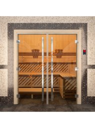 Дверь стеклянная DoorWood «Престиж» двустворчатая, прозрачная Дверь стеклянная DoorWood «Престиж» двустворчатая, прозрачная