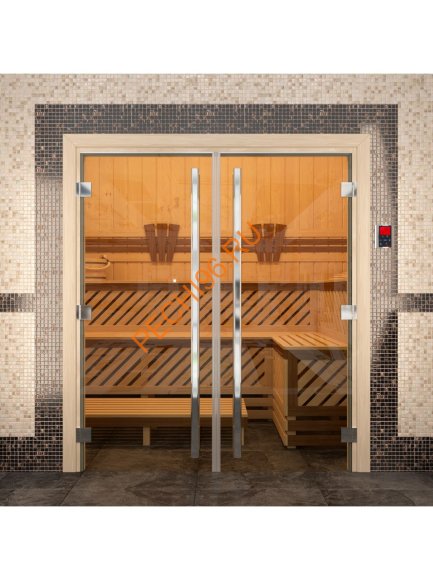 Дверь стеклянная DoorWood «Престиж» двустворчатая, прозрачная