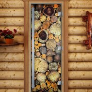 Дверь стеклянная DoorWood «Престиж», 700х1900мм, с фотопечатью «Хвойный микс»