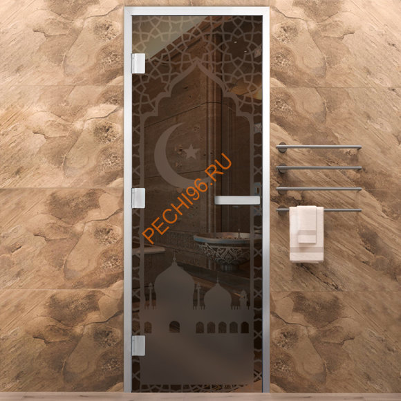 Дверь в хамам стеклянная Арта Элит Арт Мечеть, коробка алюминий