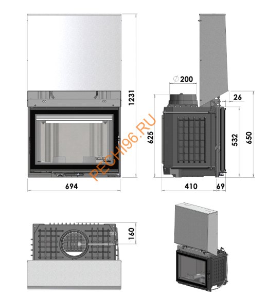 Каминная топка CHAZELLES C700R VE
