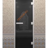 Дверь стеклянная DoorWood Хамам графит, 1900х700 мм