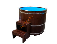 Купель для бани ExpertSaun круглая из кедра с пластиковой вставкой и колеровкой, h 1200мм