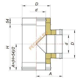 Тройник ВУЛКАН VBR 90° D115/210 мм, нерж 0.5, черный Тройник ВУЛКАН VBR 90° D115/210 мм, нерж 0.5, черный