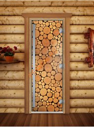 Дверь стеклянная DoorWood «Престиж», 700х1900мм, с фотопечатью «Сосна»