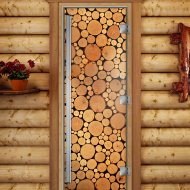 Дверь стеклянная DoorWood «Престиж», 700х1900мм, с фотопечатью «Сосна»