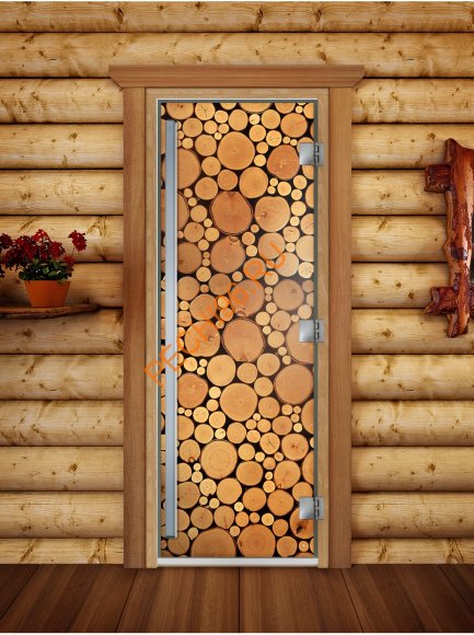 Дверь стеклянная DoorWood «Престиж», 700х1900мм, с фотопечатью «Сосна»