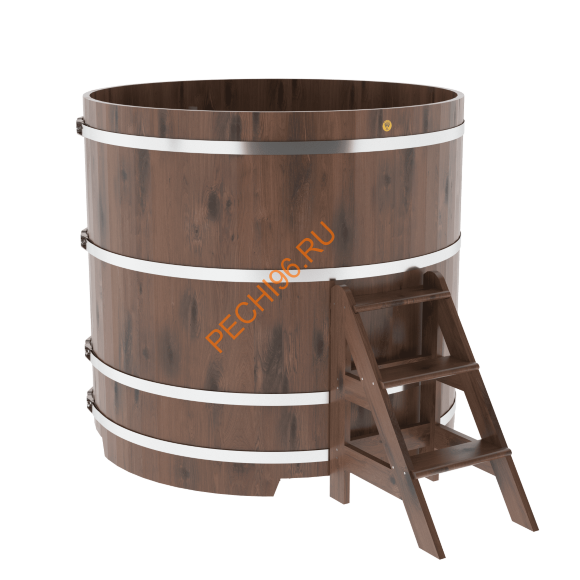 Купель для бани BentWood круглая из мореного дуба Рустик, D1,5 м