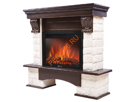Электрокамин Electrolux Sphere Plus EFP/P-2720RLS с порталом Firelight Forte 25S, камень белый, темный дуб