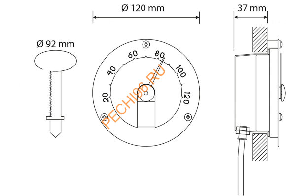 Cветильник Cariitti Гигрометр нержавеющая сталь
