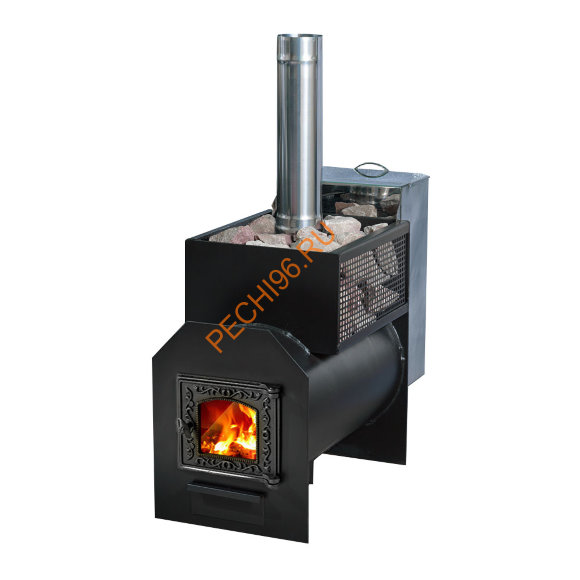 Печь банная Радуга 26Б из трубы 6 мм, со стеклом, под навесной бак сзади Печь банная Радуга 26Б из трубы 6 мм, со стеклом, под навесной бак сзади