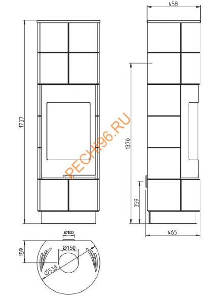 Керамическая печь-камин Thorma DELIA Ceramic черно-белая