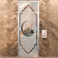 Дверь в хамам стеклянная Арта Элит Арт Месяц, коробка алюминий