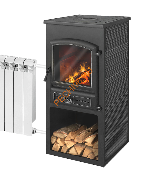 Печь-Камин Этна БКД с плитой и т/о Антрацит