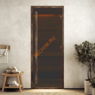 Дверь стеклянная DoorWood Хамам АРТ Wood 85 бронза матовая