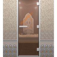 Дверь стеклянная DoorWood Хамам бронза, 2000х800 мм