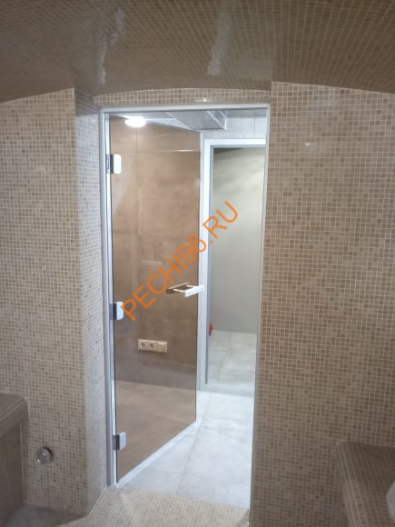 Дверь в хамам стеклянная Арта Бронза, коробка алюминий