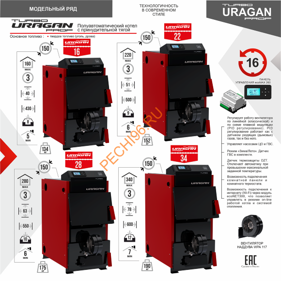 Котел отопительный URAGAN Prof TURBO 16 кВт Котел отопительный URAGAN Prof TURBO 16 кВт